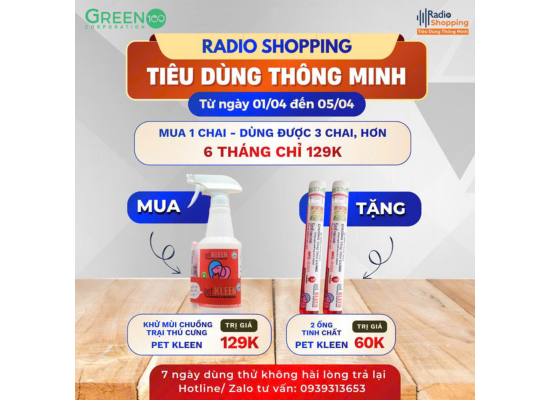 🎁 Chương trình khuyến mãi khi mua 1 chai xịt khử mùi PET KLEEN

